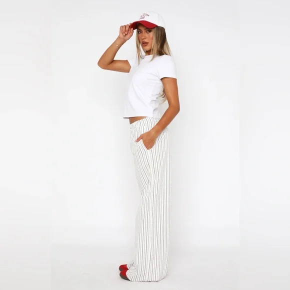 White Fox Boutique Walking Out Striped Pants White Size Small - Picture 5 of 11